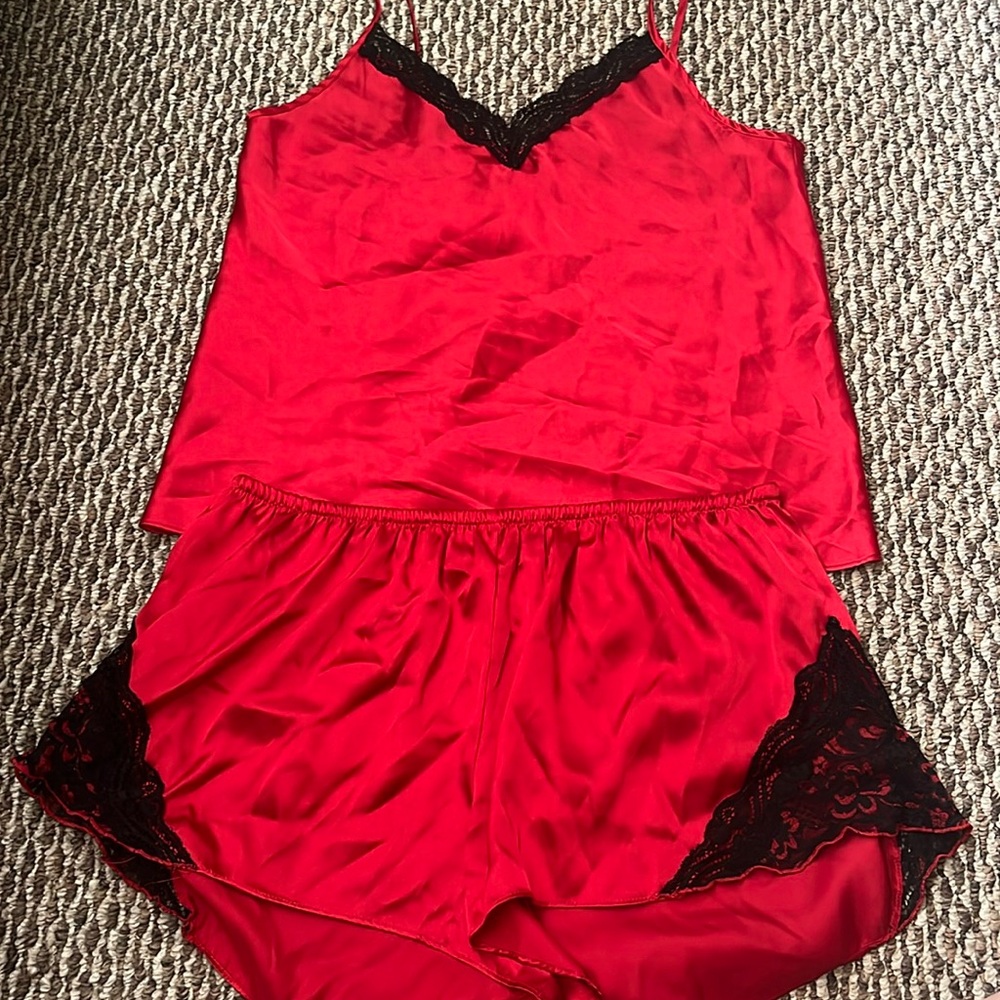 Secret Treasures, red lace PJ set